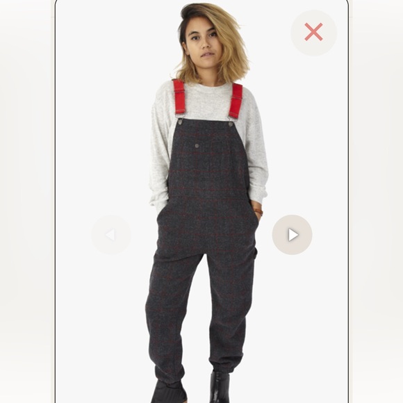 Woolrich Pants - Woolrich Ms. Malone Bibs -Gray and Red Plaid